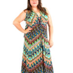 teal aztec wrap dress