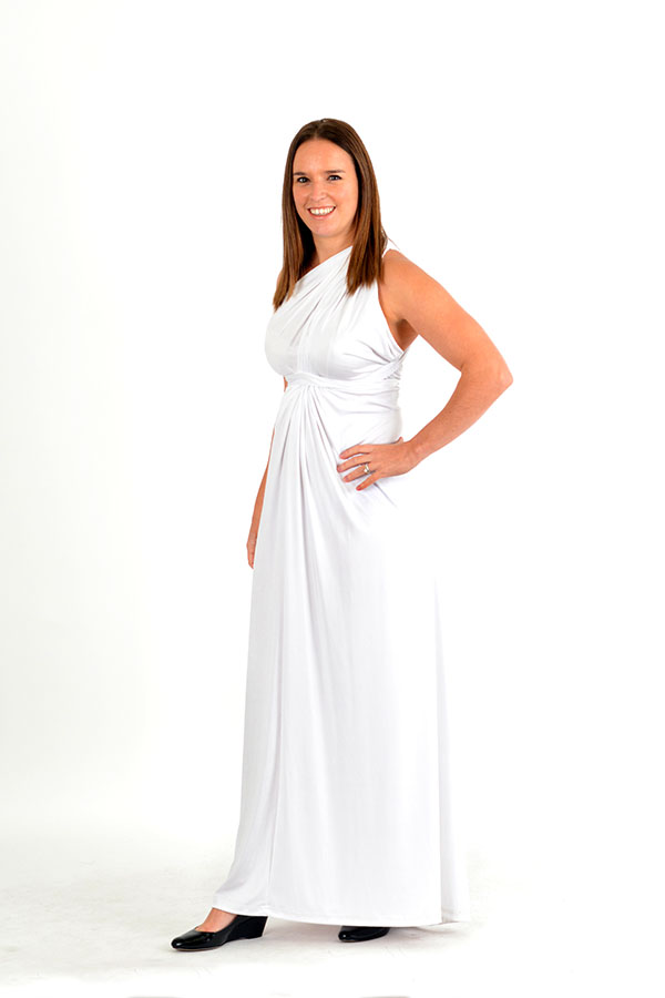 shimmer white wrap dress